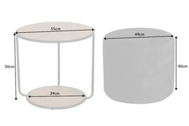 Konferenčný stolík Studio - 55cm dub s taburetom