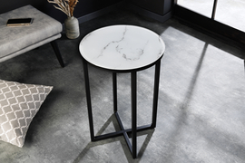 Odkladací stolík Elegance 40 cm - čierna x  biely mramor